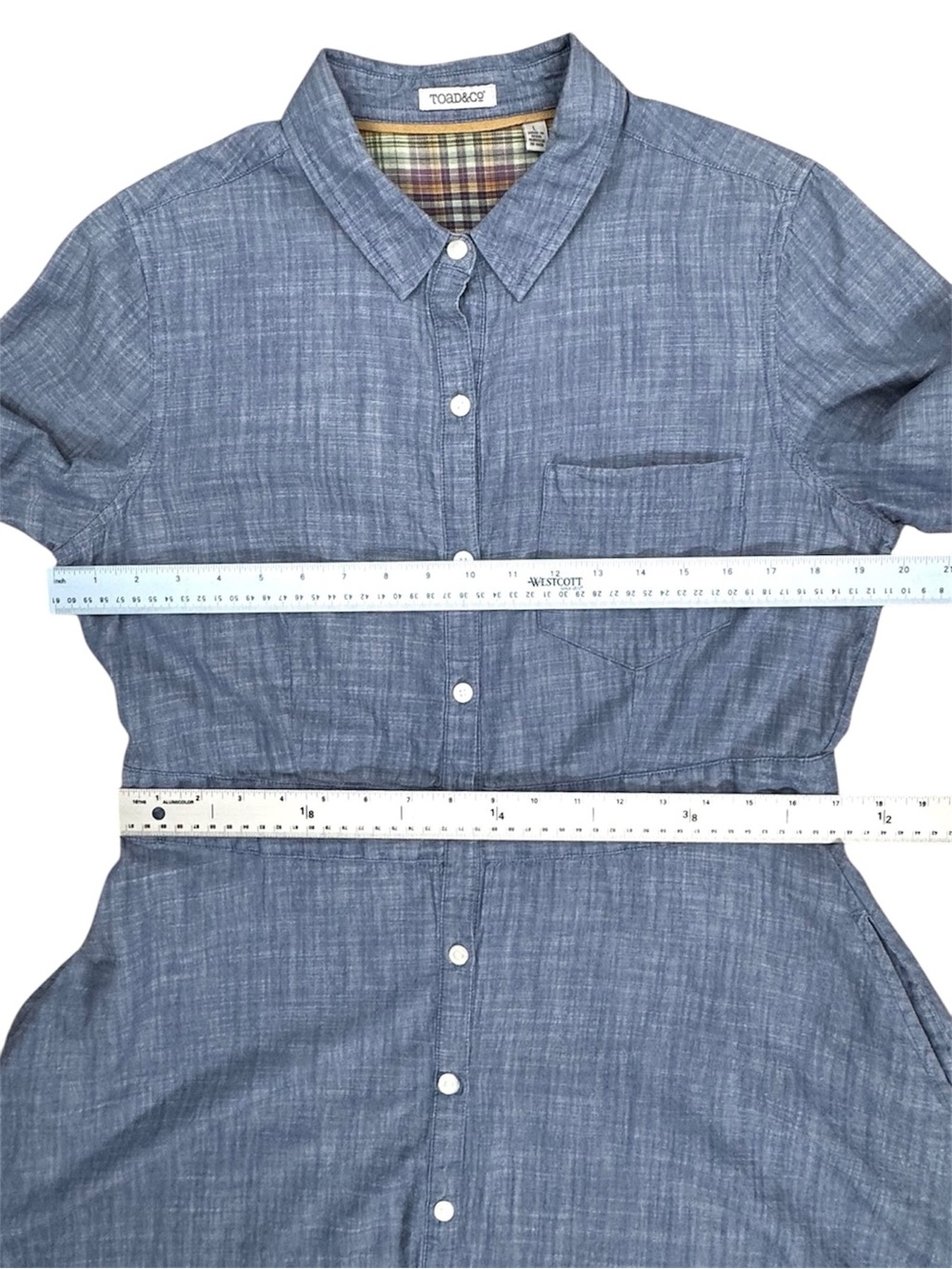 Chambray Blue Denim Button-Front Shirt Dress - Picture 11 of 16